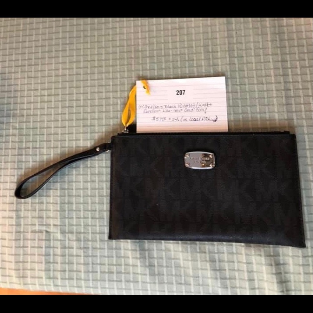 Michael Kors Black Wristlet/Wallet with MK printed on
